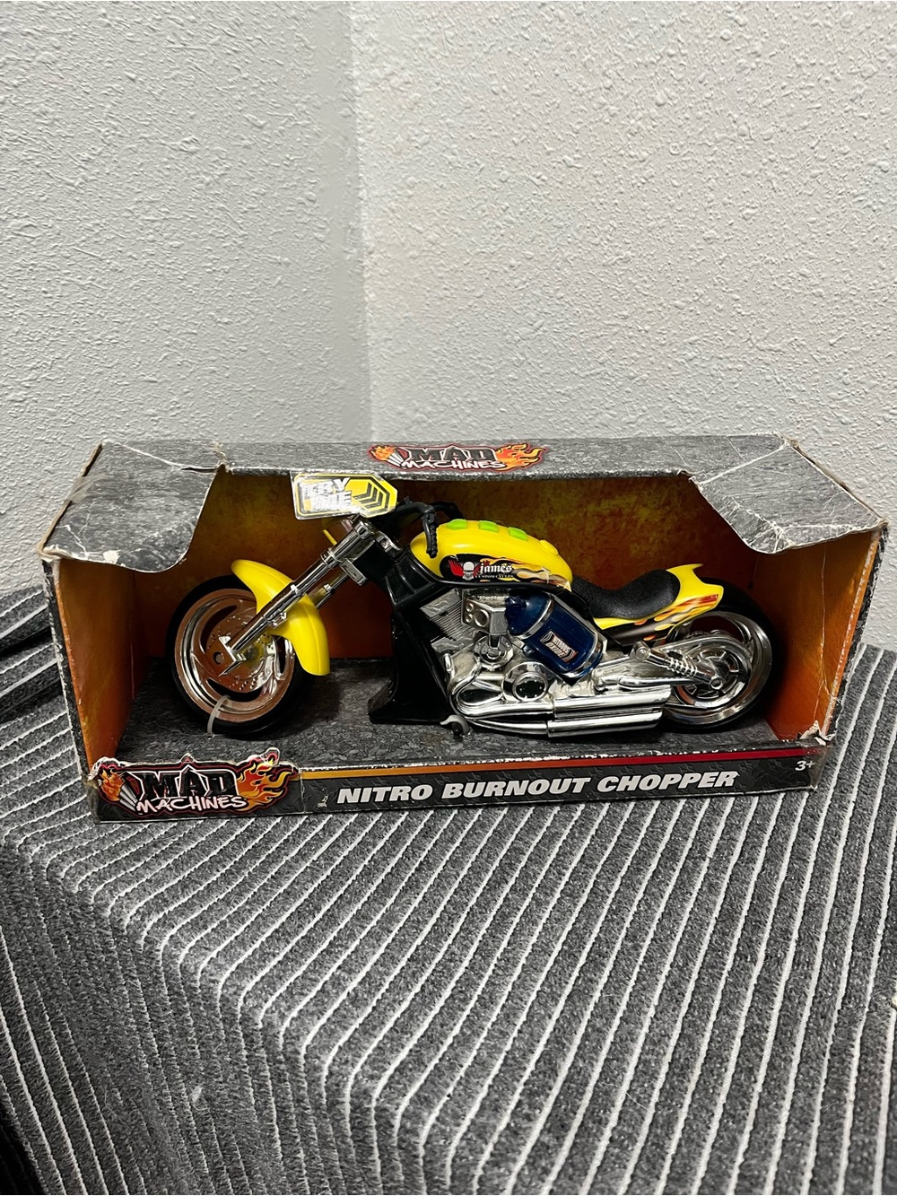 Nitro Burnout Chopper Toy Motorcycle - Yellow & Black